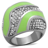 TK1741 - High polished (no plating) Stainless Steel Ring with Top Grade Crystal  in Clear - Alamode