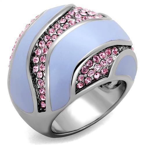 TK1744 - High polished (no plating) Stainless Steel Ring with Top Grade Crystal  in Light Rose - Alamode
