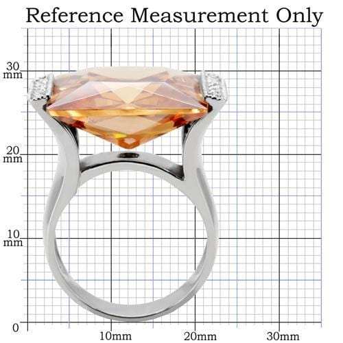 TK174 - High polished (no plating) Stainless Steel Ring with AAA Grade CZ in Champagne - Alamode - Flyclothing LLC