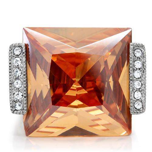 TK174 - High polished (no plating) Stainless Steel Ring with AAA Grade CZ in Champagne - Alamode - Flyclothing LLC