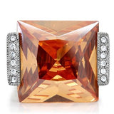 TK174 - High polished (no plating) Stainless Steel Ring with AAA Grade CZ  in Champagne - Alamode