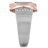 TK174 - High polished (no plating) Stainless Steel Ring with AAA Grade CZ in Champagne - Alamode - Flyclothing LLC