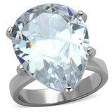 TK1750 - High polished (no plating) Stainless Steel Ring with AAA Grade CZ in Clear - Alamode - Flyclothing LLC
