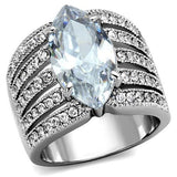TK1752 - High polished (no plating) Stainless Steel Ring with AAA Grade CZ  in Clear - Alamode