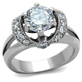 TK1757 - High polished (no plating) Stainless Steel Ring with AAA Grade CZ in Clear - Alamode - Flyclothing LLC