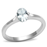 TK1762 - High polished (no plating) Stainless Steel Ring with AAA Grade CZ  in Clear - Alamode