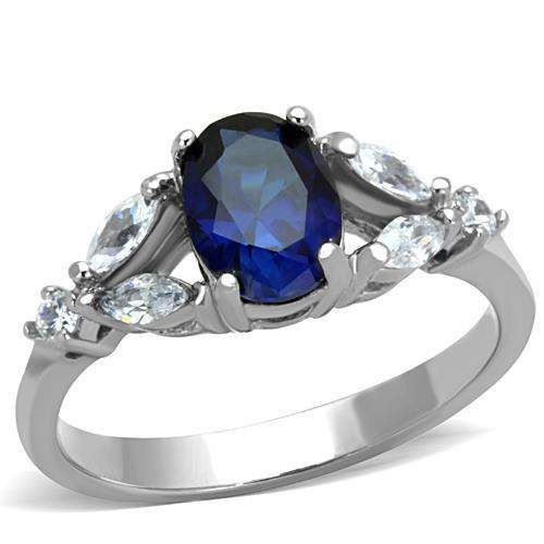 TK1764 - High polished (no plating) Stainless Steel Ring with Synthetic Synthetic Glass in Montana - Alamode - Flyclothing LLC