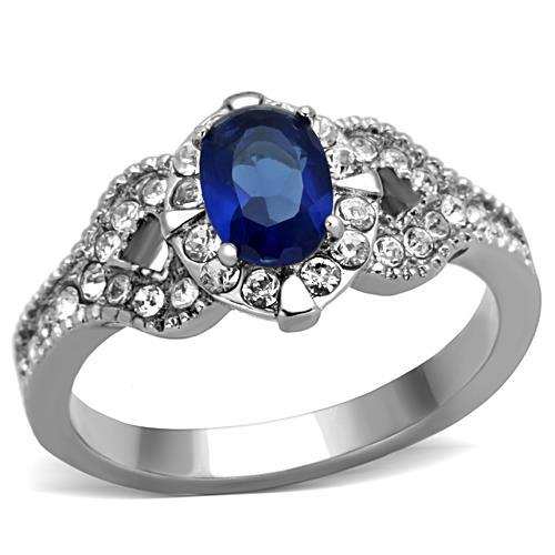 TK1765 - High polished (no plating) Stainless Steel Ring with Synthetic Synthetic Glass in Montana - Alamode - Flyclothing LLC