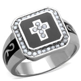 TK1766 - High polished (no plating) Stainless Steel Ring with AAA Grade CZ  in Clear - Alamode