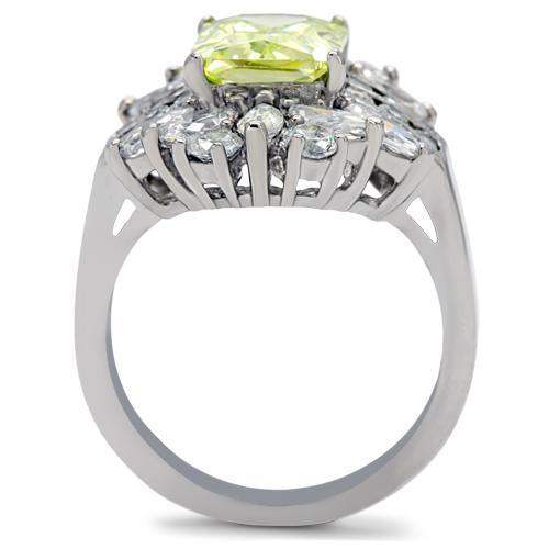 TK176 - High polished (no plating) Stainless Steel Ring with AAA Grade CZ in Apple Green color - Alamode - Flyclothing LLC
