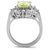 TK176 - High polished (no plating) Stainless Steel Ring with AAA Grade CZ  in Apple Green color - Alamode