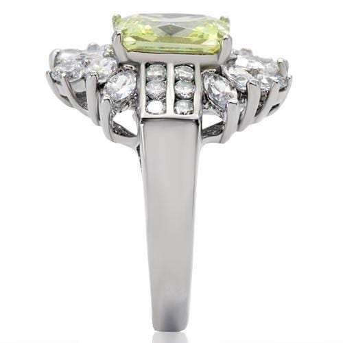 TK176 - High polished (no plating) Stainless Steel Ring with AAA Grade CZ in Apple Green color - Alamode - Flyclothing LLC