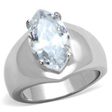 TK1774 - High polished (no plating) Stainless Steel Ring with AAA Grade CZ  in Clear - Alamode