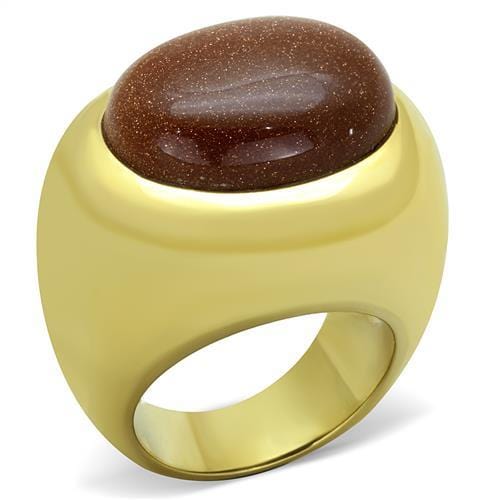 TK1781 - IP Gold(Ion Plating) Stainless Steel Ring with Synthetic Twinkling in Topaz - Alamode