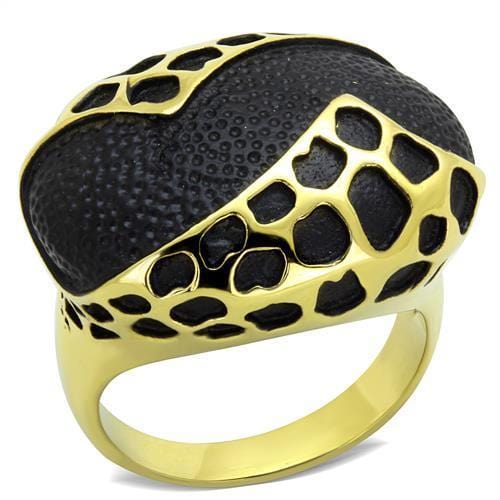 TK1784 - IP Gold(Ion Plating) Stainless Steel Ring with Epoxy  in Jet - Alamode