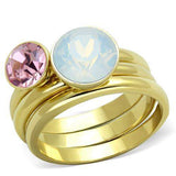 TK1785 - IP Gold(Ion Plating) Stainless Steel Ring with Top Grade Crystal in White - Alamode - Flyclothing LLC