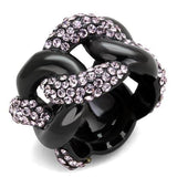 TK1787 - IP Black(Ion Plating) Stainless Steel Ring with Top Grade Crystal  in Light Amethyst - Alamode