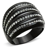 TK1789 - IP Black(Ion Plating) Stainless Steel Ring with Top Grade Crystal  in Black Diamond - Alamode