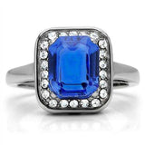 TK178 - High polished (no plating) Stainless Steel Ring with Top Grade Crystal in Sapphire - Alamode - Flyclothing LLC