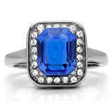 TK178 - High polished (no plating) Stainless Steel Ring with Top Grade Crystal in Sapphire - Alamode - Flyclothing LLC