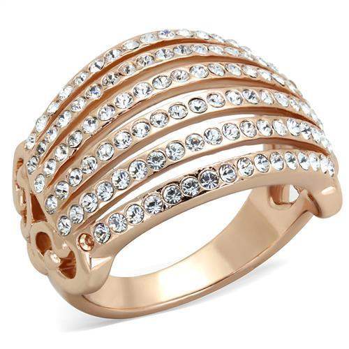 TK1797 - IP Rose Gold(Ion Plating) Stainless Steel Ring with Top Grade Crystal in Clear - Alamode - Flyclothing LLC