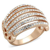 TK1797 - IP Rose Gold(Ion Plating) Stainless Steel Ring with Top Grade Crystal in Clear - Alamode - Flyclothing LLC