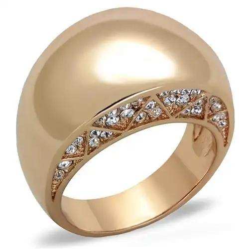 TK1798 - IP Rose Gold(Ion Plating) Stainless Steel Ring with Top Grade Crystal in Clear - Alamode - Flyclothing LLC