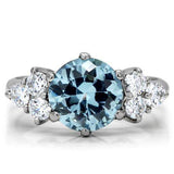 TK179 - High polished (no plating) Stainless Steel Ring with Synthetic Spinel in London Blue - Alamode - Flyclothing LLC