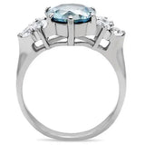 TK179 - High polished (no plating) Stainless Steel Ring with Synthetic Spinel in London Blue - Alamode - Flyclothing LLC