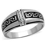 TK1801 - High polished (no plating) Stainless Steel Ring with Top Grade Crystal in Clear - Alamode - Flyclothing LLC