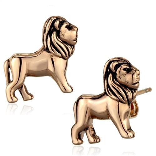 TK1805 - IP Rose Gold(Ion Plating) Stainless Steel Earrings with Epoxy  in Jet - Alamode