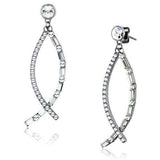 TK1806 - High polished (no plating) Stainless Steel Earrings with Top Grade Crystal in Clear - Alamode - Flyclothing LLC