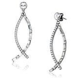 TK1806 - High polished (no plating) Stainless Steel Earrings with Top Grade Crystal in Clear - Alamode - Flyclothing LLC