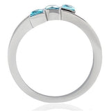 TK180 - High polished (no plating) Stainless Steel Ring with Synthetic Synthetic Glass in Sea Blue - Alamode