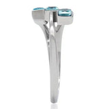 TK180 - High polished (no plating) Stainless Steel Ring with Synthetic Synthetic Glass in Sea Blue - Alamode - Flyclothing LLC