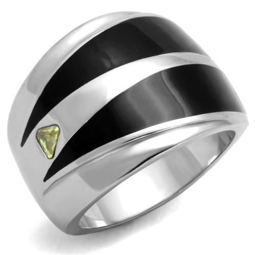 TK1815 - High polished (no plating) Stainless Steel Ring with AAA Grade CZ  in Topaz - Alamode
