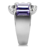 TK181 - High polished (no plating) Stainless Steel Ring with Top Grade Crystal in Tanzanite - Alamode - Flyclothing LLC