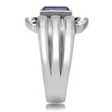 TK181 - High polished (no plating) Stainless Steel Ring with Top Grade Crystal in Tanzanite - Alamode - Flyclothing LLC