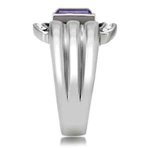 TK181 - High polished (no plating) Stainless Steel Ring with Top Grade Crystal in Tanzanite - Alamode - Flyclothing LLC