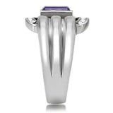 TK181 - High polished (no plating) Stainless Steel Ring with Top Grade Crystal in Tanzanite - Alamode - Flyclothing LLC
