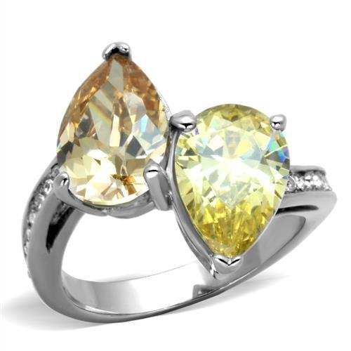 TK1820 - High polished (no plating) Stainless Steel Ring with AAA Grade CZ in Multi Color - Alamode - Flyclothing LLC