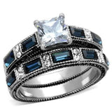 TK1829 - High polished (no plating) Stainless Steel Ring with AAA Grade CZ  in Clear - Alamode