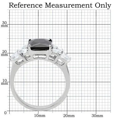 TK182 - High polished (no plating) Stainless Steel Ring with AAA Grade CZ in Jet - Alamode - Flyclothing LLC