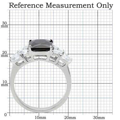 TK182 - High polished (no plating) Stainless Steel Ring with AAA Grade CZ in Jet - Alamode - Flyclothing LLC