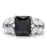 TK182 - High polished (no plating) Stainless Steel Ring with AAA Grade CZ in Jet - Alamode - Flyclothing LLC