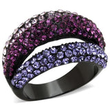 TK1831 - IP Black(Ion Plating) Stainless Steel Ring with Top Grade Crystal  in Multi Color - Alamode