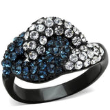 TK1833 - IP Black(Ion Plating) Stainless Steel Ring with Top Grade Crystal  in Montana - Alamode