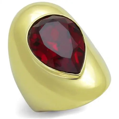 TK1836 - IP Gold(Ion Plating) Stainless Steel Ring with Top Grade Crystal in Siam - Alamode - Flyclothing LLC