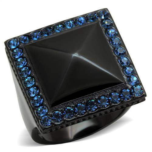 TK1841 - IP Black(Ion Plating) Stainless Steel Ring with Top Grade Crystal in Montana - Alamode - Flyclothing LLC