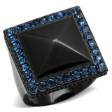 TK1841 - IP Black(Ion Plating) Stainless Steel Ring with Top Grade Crystal in Montana - Alamode - Flyclothing LLC
